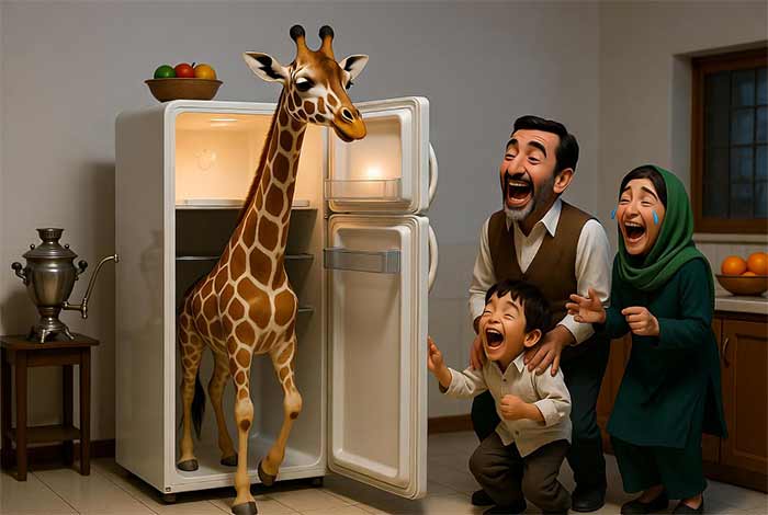 چیستان زرافه داخل یخچال